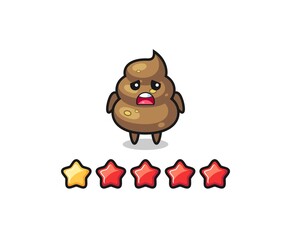 the illustration of customer bad rating, poop cute character with 1 star