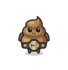 the MMA fighter poop mascot with a belt