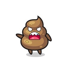 cute poop cartoon in a very angry pose