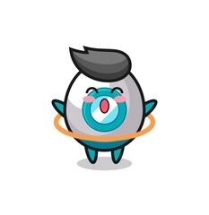 cute rocket cartoon is playing hula hoop
