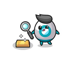 rocket character is checking the authenticity of the gold bullion