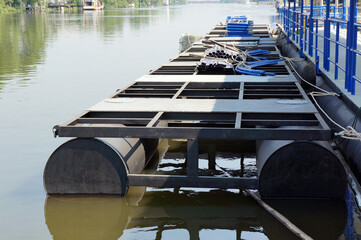 The Floating raft made of steel  barrel. Floating Structural Design concept