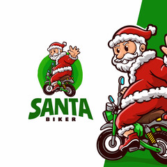 Santa mascot cartoon logo template