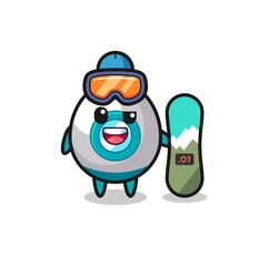Illustration of rocket character with snowboarding style