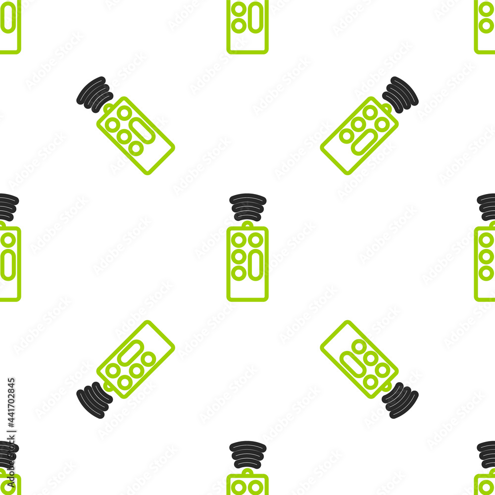 Poster line remote control icon isolated seamless pattern on white background. vector
