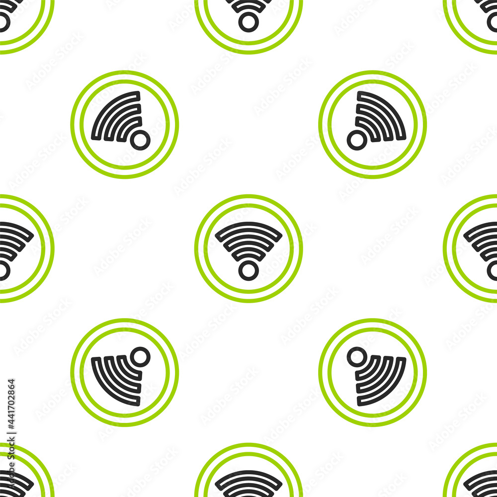 Aufkleber line wi-fi wireless internet network symbol icon isolated seamless pattern on white background. vect