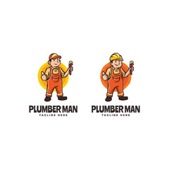 Plumber Mascot cartoon Logo template