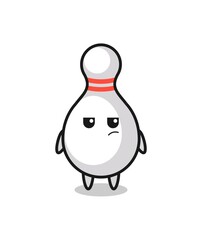 cute bowling pin character with suspicious expression