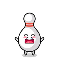 Obraz premium cute bowling pin mascot with a yawn expression