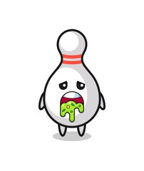 Obraz premium the cute bowling pin character with puke