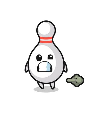 the illustration of the bowling pin cartoon doing fart