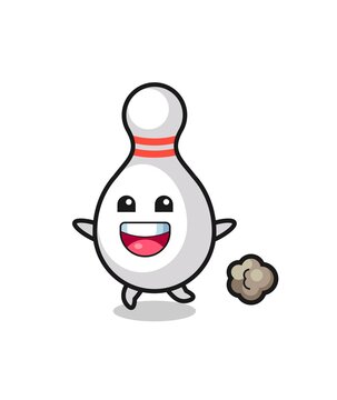 the happy bowling pin cartoon with running pose