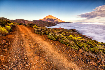 Wschód Słońca, Teneryfa, Pico del Teide - obrazy, fototapety, plakaty