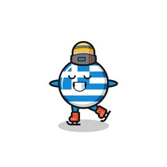 Fototapeta premium greece flag cartoon as an ice skating player doing perform