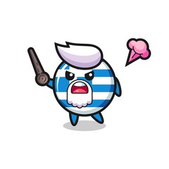 cute greece flag grandpa is getting angry