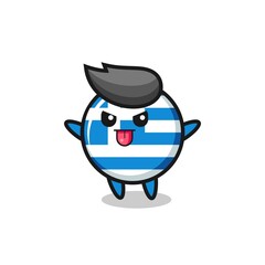 naughty greece flag character in mocking pose