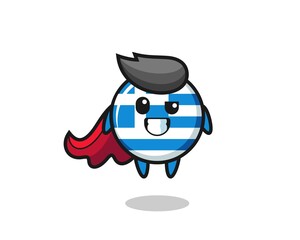 the cute greece flag character as a flying superhero