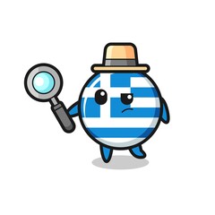 greece flag detective character is analyzing a case