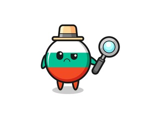 the mascot of cute bulgaria flag badge as a detective