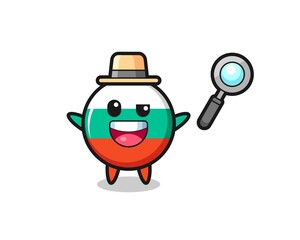 illustration of the bulgaria flag badge mascot as a detective who manages to solve a case