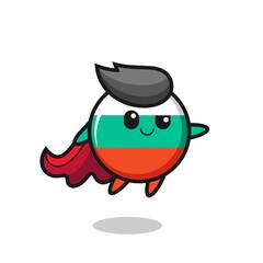 cute bulgaria flag badge superhero character is flying
