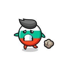 illustration of the bulgaria flag badge running in fear