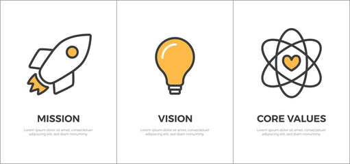 Mission, Vision and Core Values Banner Template Flat Vector Icon