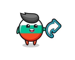 cute bulgaria flag badge hold social media share symbol