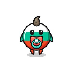 baby bulgaria flag badge cartoon character with pacifier