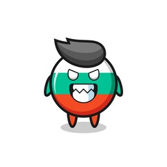 evil expression of the bulgaria flag badge cute mascot character