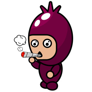vector cartoon cute mascot character simple shallot costume smoke