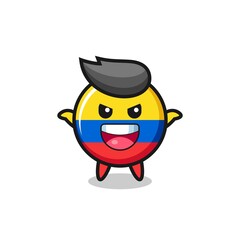the illustration of cute colombia flag badge doing scare gesture