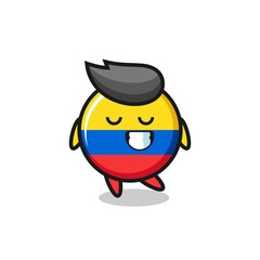 colombia flag badge cartoon illustration with a shy expression