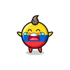 the illustration of crying colombia flag badge cute baby