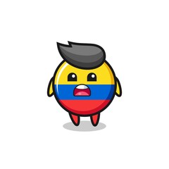 colombia flag badge illustration with apologizing expression, saying I am sorry