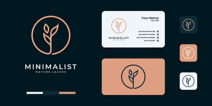 Minimalist leaf nature logo design templates
