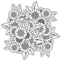 Mehndi flower for henna, mehndi, tattoo, decoration. decorative ornament in ethnic oriental style. doodle ornament. coloring book page.