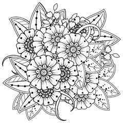 Mehndi flower for henna, mehndi, tattoo, decoration. decorative ornament in ethnic oriental style. doodle ornament. coloring book page.