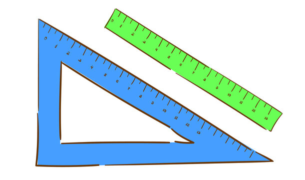 straight and rectangular cartoon rulers, isolated on a white background