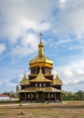 Fototapeta premium Wooden church in Sergeevka resort, Ukraine