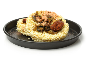 instant noodles on white background
