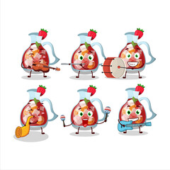 Cartoon character of sangria playing some musical instruments