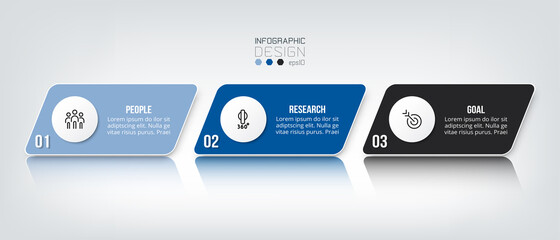 Business infographic  template with step or option design.