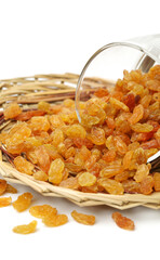 dried raisin on white background