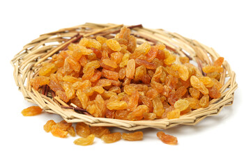 dried raisin on white background