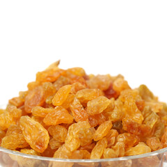 dried raisin on white background