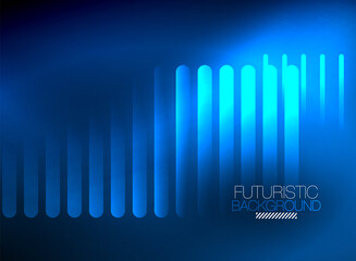 Bright neon color techno abstract background, shiny glowing neon lines in the dark background