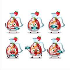 Photographer profession emoticon with sangria cartoon character