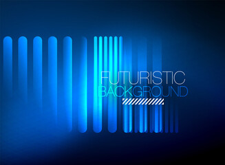 Bright neon color techno abstract background, shiny glowing neon lines in the dark background