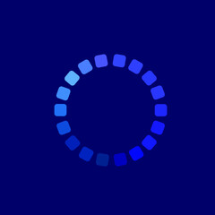 Circle logo.Decorative icon isolated on dark background.Geometric elements sign.Blue color shapes.Modern, web, tech, digital style symbol.